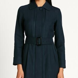 Stella McCartney navy nautical blazer fabric belted pleated pin tucked size 38 M